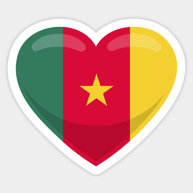 Cameroon Flag Heart Sticker by SunburstGeo